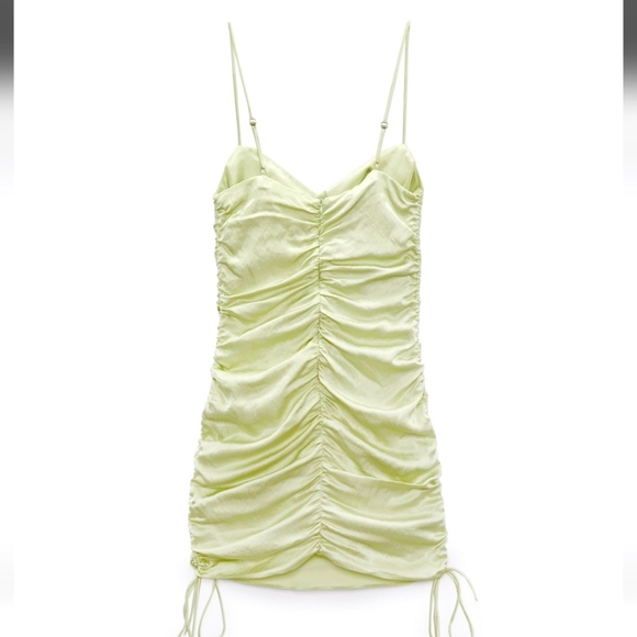 NWT Zara Mint Green Ruched Midi Dress, Size M - Picture 12 of 15